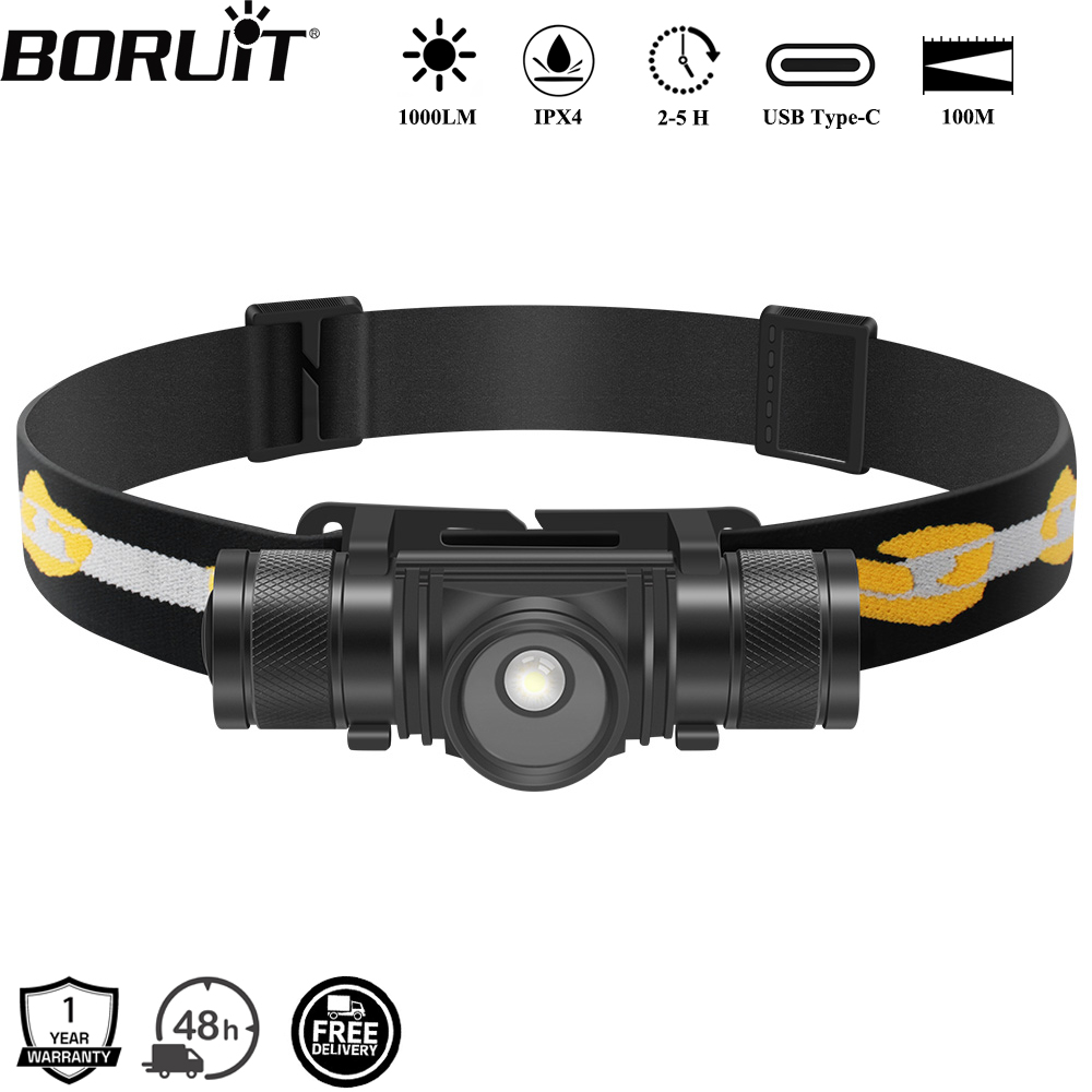 Lolin D32 - BORUiT D20 Zoom LED-Stirnlampe, 1000 lm,